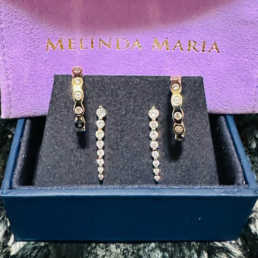 Melinda Maria Gold Hoop Earrings and Gold Drop Earrings